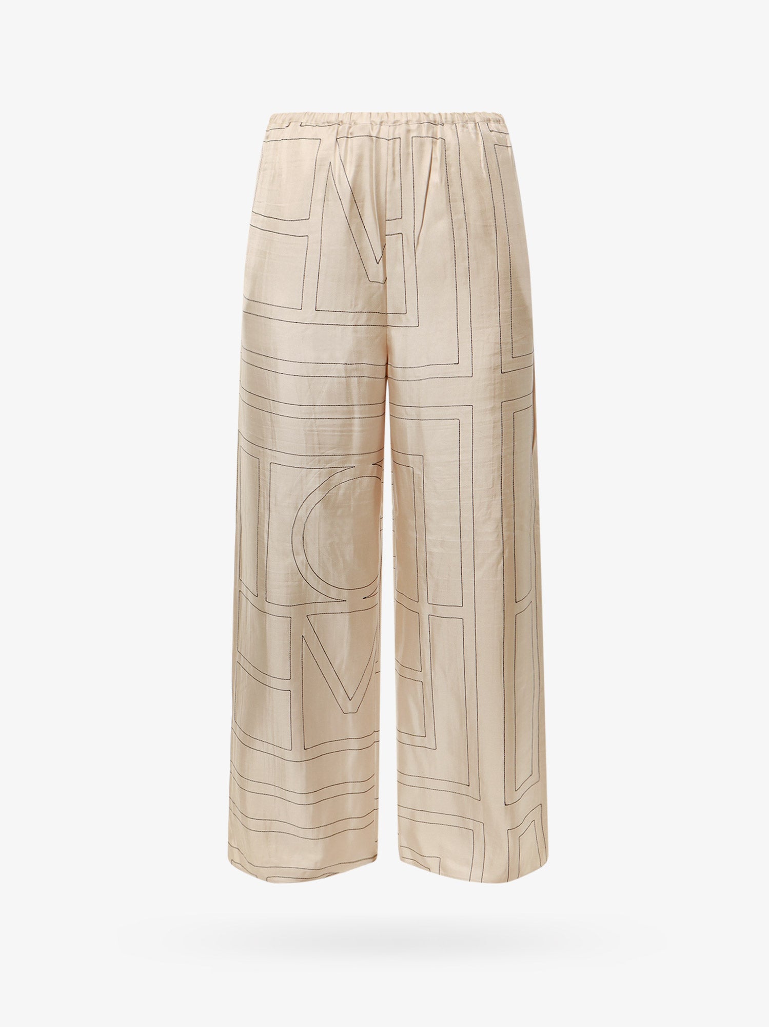 Панталони TOTEME Geometric-Print Silk Wide-Leg Trousers by Toteme Бежово | 213255707926, 0