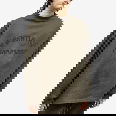 Тениска Fear of God ESSENTIALS Long Sleeve Printed T-Shirt Зелено | 125SP242010F, 2