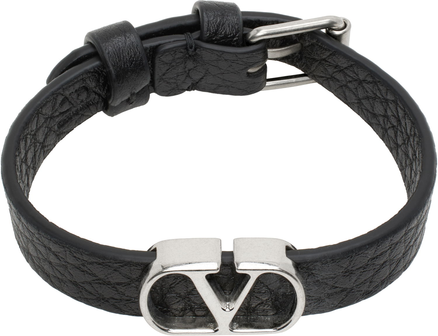 Гривна Valentino Valentino Garavani VLogo Signature Grainy Calfskin Bracelet Черно | 6Y2J0S49GMY, 0