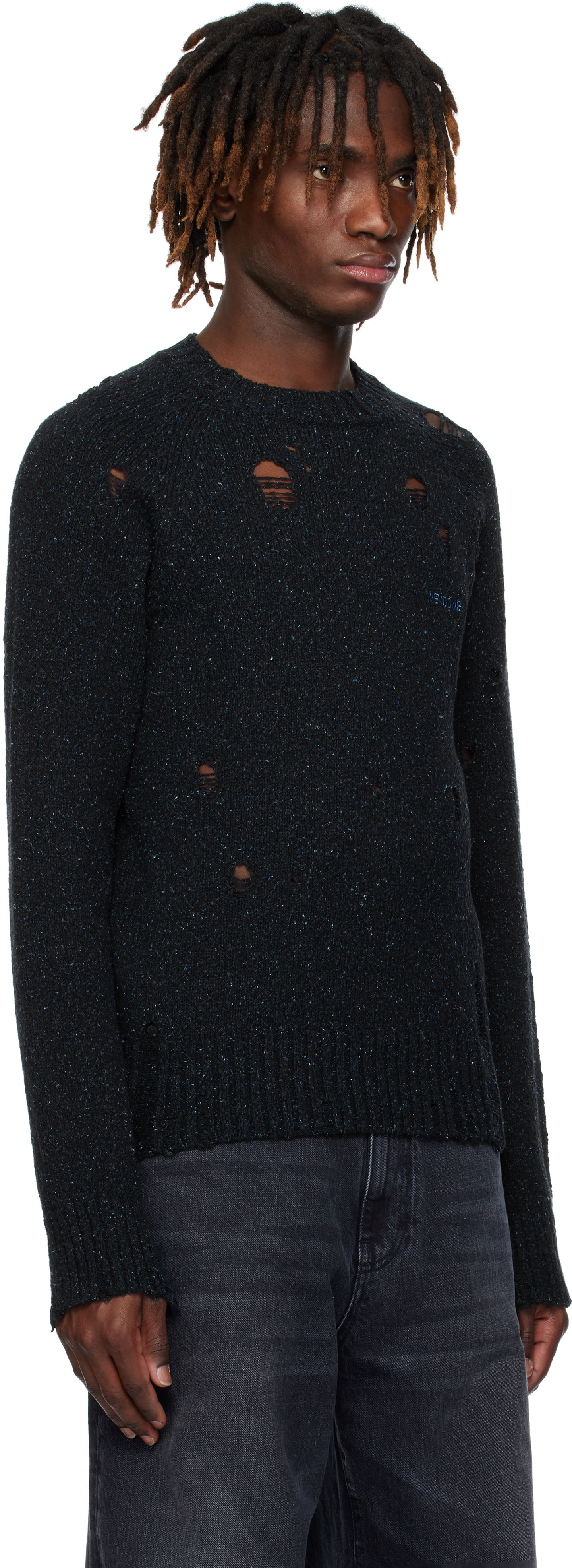 Пуловер We11done We11done Distressed Knit Sweater Черно | WD-KT0-25-623-U-NV, 1