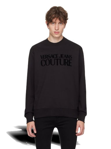 Суитчър Versace Jeans Couture Flocked Sweatshirt Черно | E75GAIT03_ECF06T