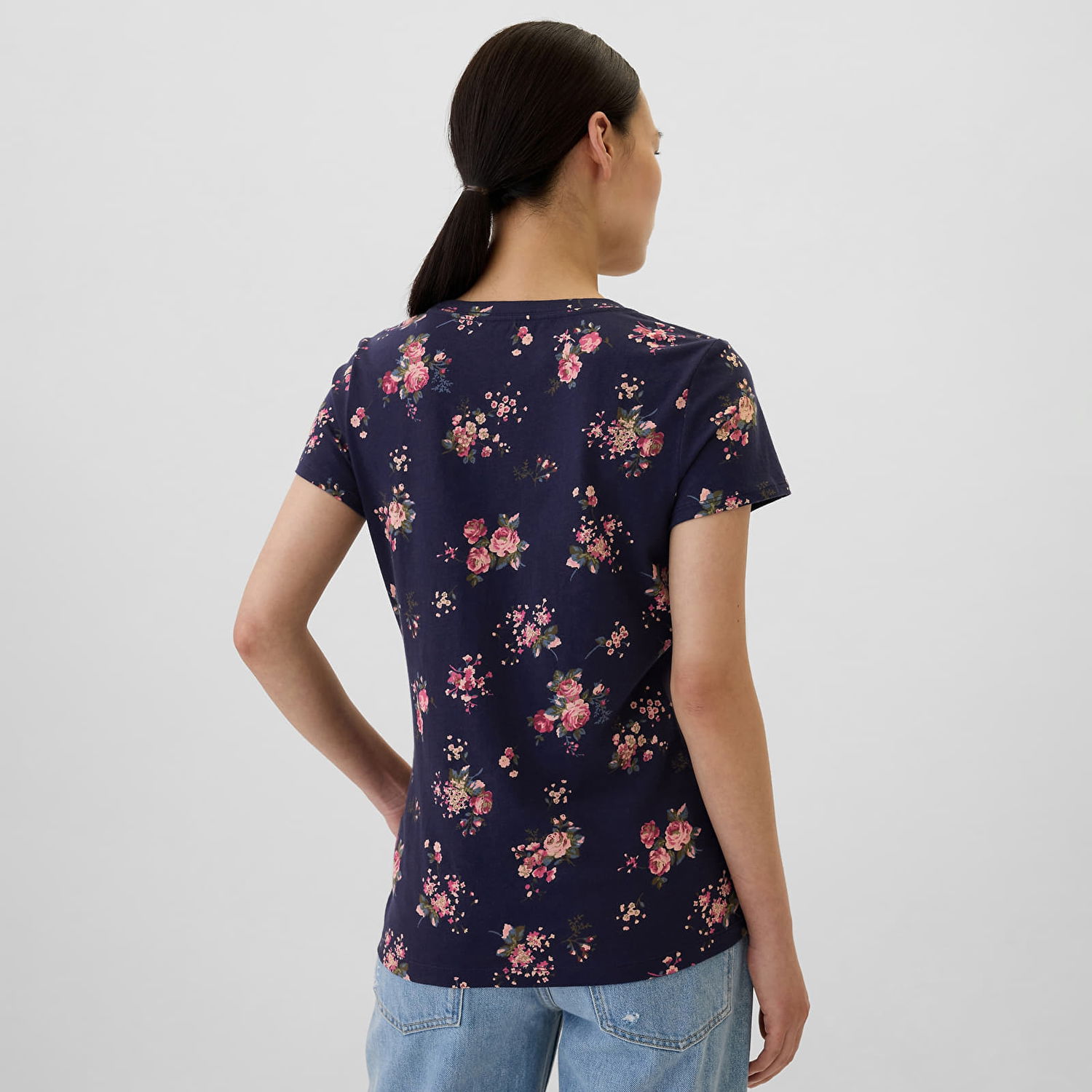 Тениска GAP T-shirt Logo Shortleeve Tee Navy Floral M Черно | 417797-09, 1