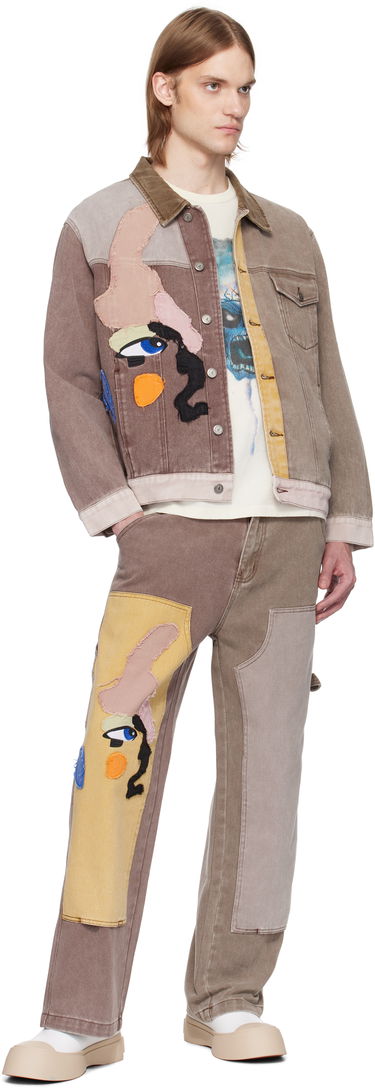 Яке KidSuper KidSuper Patchwork Face Colorblocked Twill Jacket Кафяво | SS25-OW-10, 3