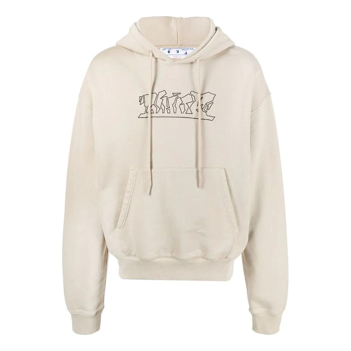 Суитчър Off-White Logo-Embroidered Cotton Hoodie Бежово | OMBB037S22FLE0061710, 0