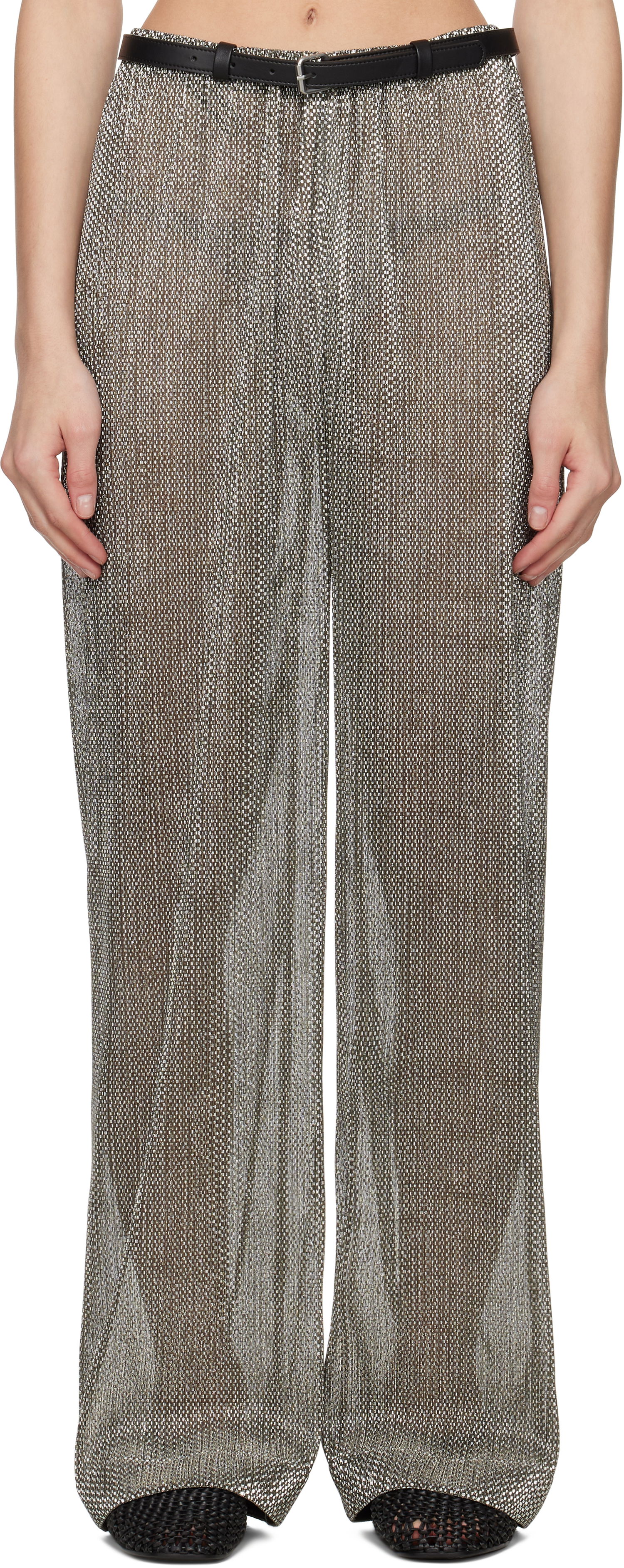 Панталони Nanushka Nanushka Maglie Metallic Knit Trousers Металик | NW25SSPA30082, 0