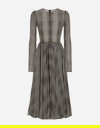 Calf-length Circle Skirt With Glen Plaid Print