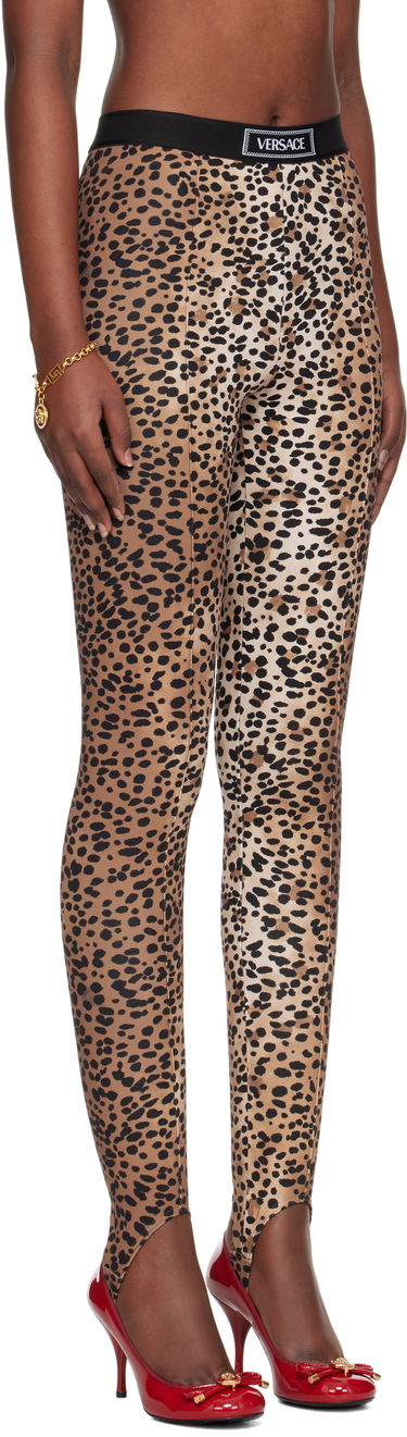 Клинове Versace Versace Leopard Print Stirrup Leggings Кафяво | 1015879_1A13676_5N540, 1