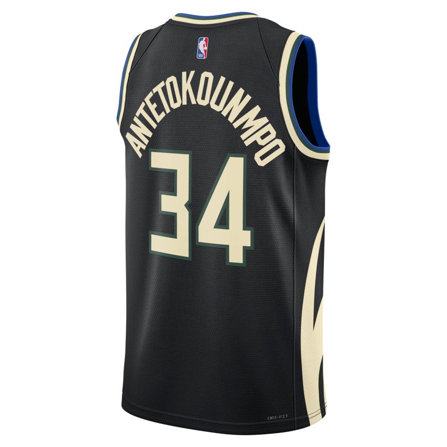 Фланелка Jordan Dri-FIT NBA Milwaukee Bucks Statement Edition 2022 Swingman Jersey Черно | DO9533-010, 1