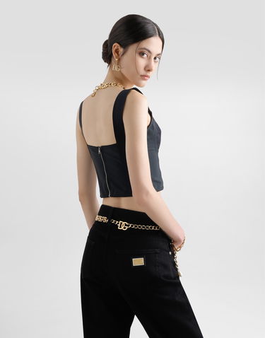 Сутиен Dolce & Gabbana Dolce & Gabbana Jacquard and Lace Shaper Corset Bustier Top Черно | F7T19TGDCLQN0000, 3