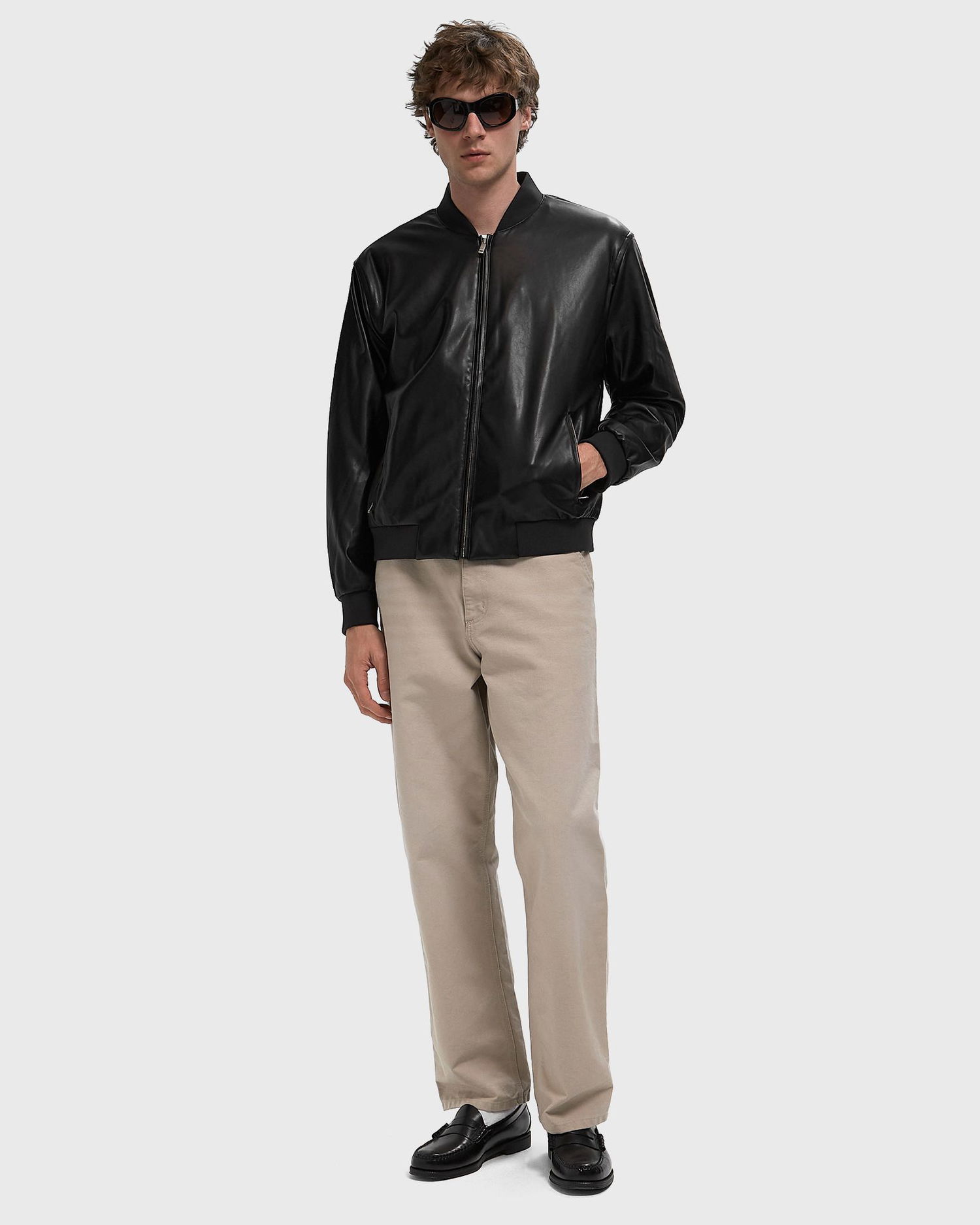 Яке бомбър CALVIN KLEIN D6 Faux Leather Bomber Jacket Черно | LV04RC407GUB1, 1