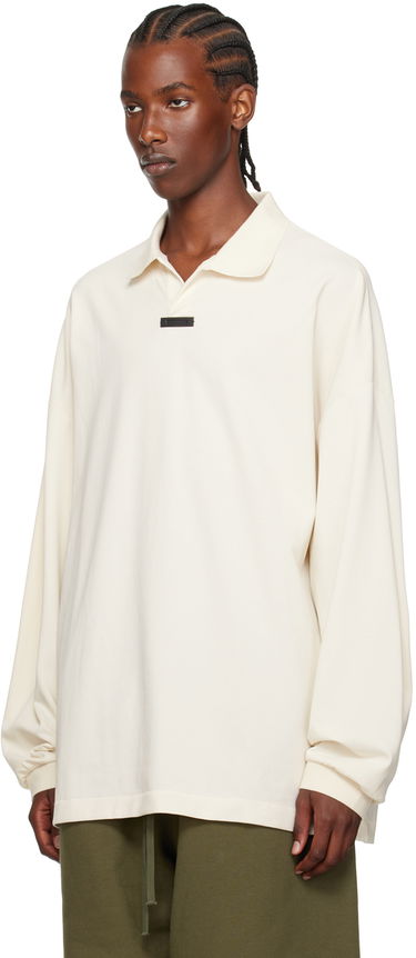 Поло тениска Fear of God Fear of God ESSENTIALS Logo Patch Long Sleeve Polo Бяло | 125BT244322F, 3
