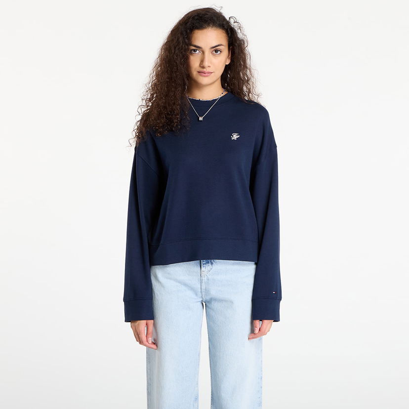 Суитчър Tommy Hilfiger Tommy Hilfiger Script Pique Sweatshirt Тъмно синьо | WW0WW46152 C1G