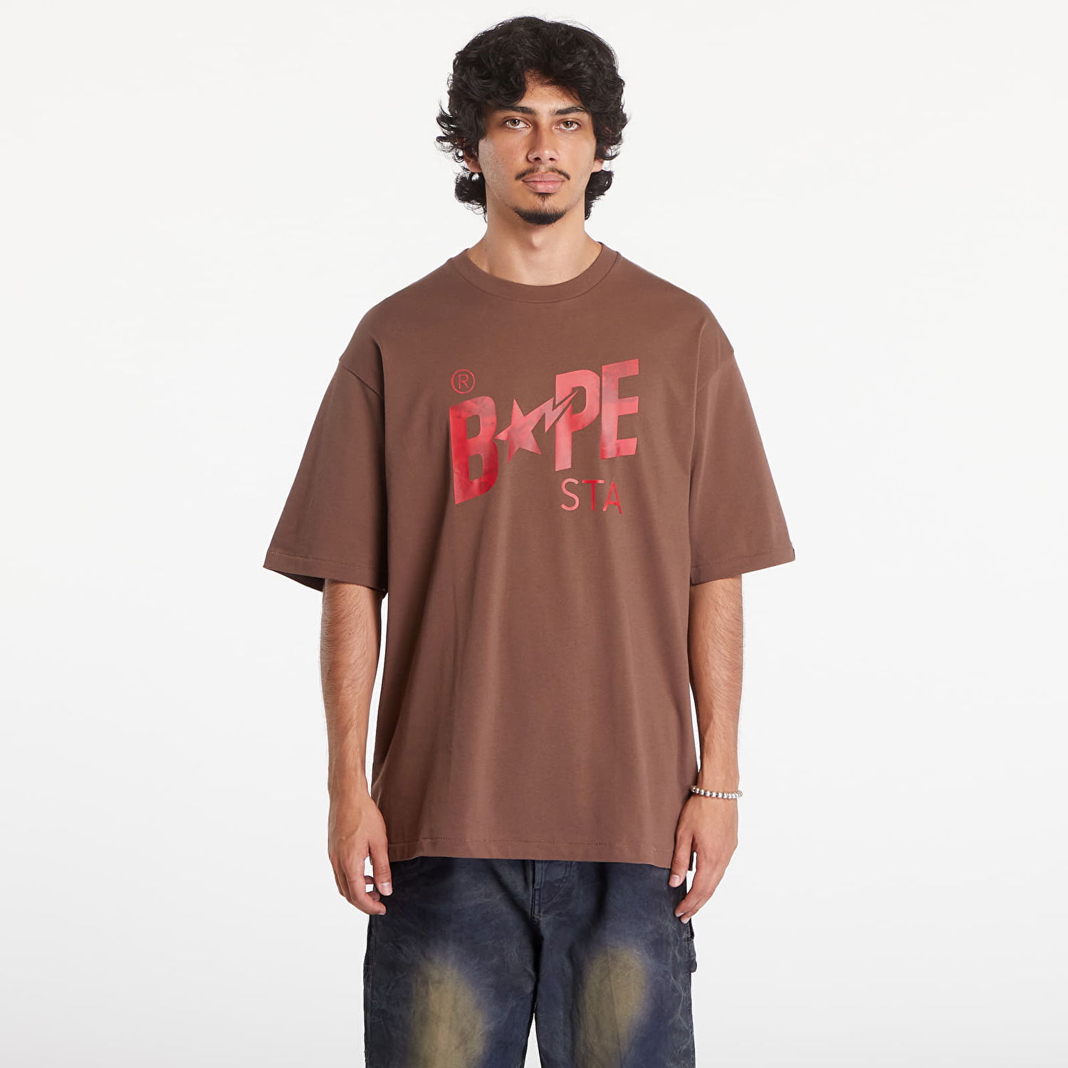 Тениска BAPE A BATHING APE Floral Solid Camo Bape Sta Logo Relaxed Fit Short Sleeve Tee Brown Кафяво | 001TEK801354M BRW, 0