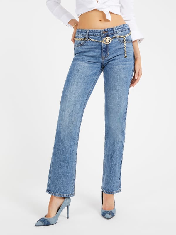 Дънки GUESS Mid Rise Straight Denim Синьо | W3BA15D55O0, 0
