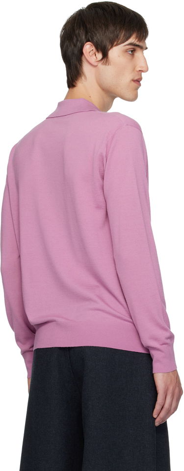 Поло тениска Dries Van Noten Dries Van Noten Long Sleeve Merino Wool Polo Розово | 252-021201-2700, 2