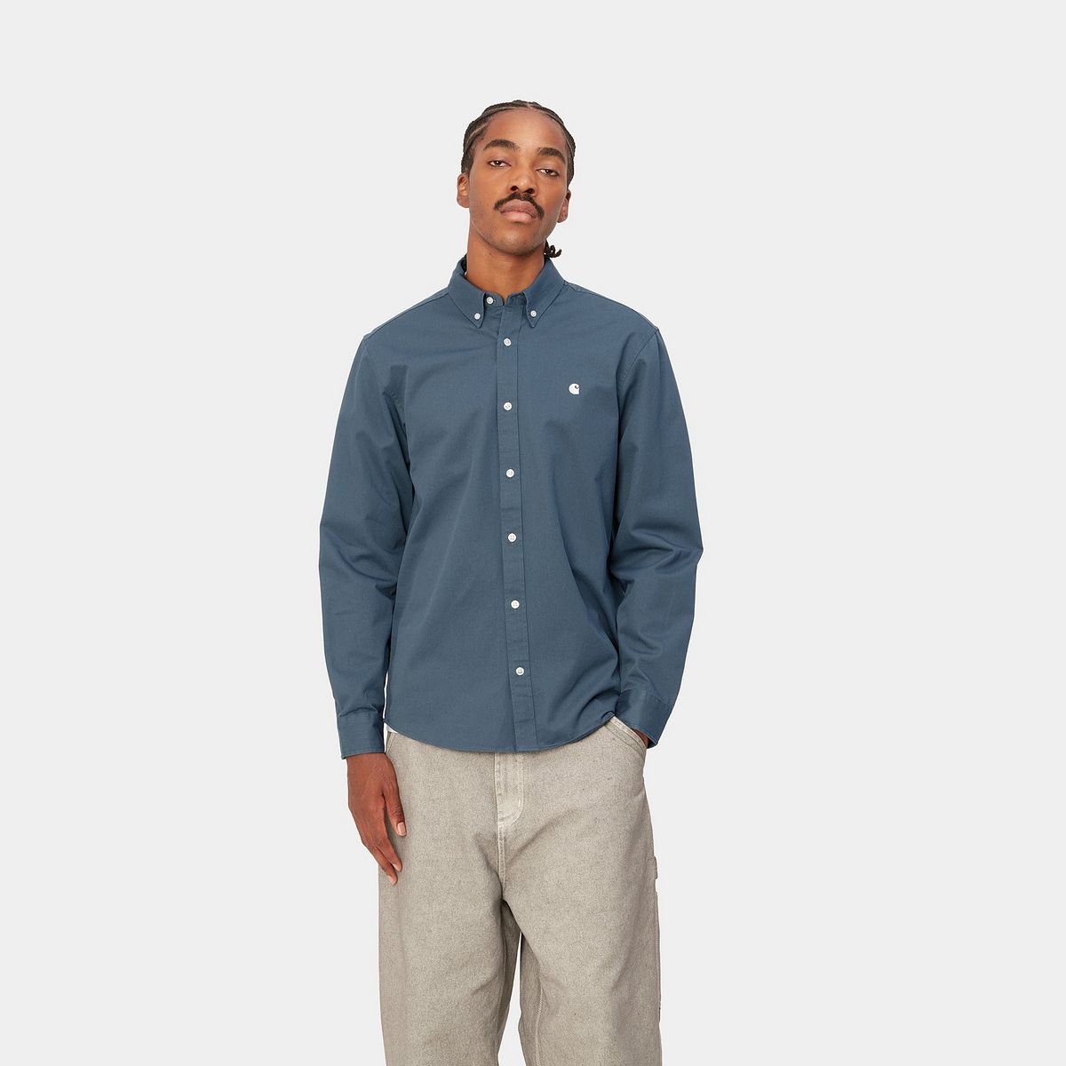 Риза Carhartt WIP L/S Madison Shirt "Ore / Wax" Тъмно синьо | I023339_1RE_XX, 0