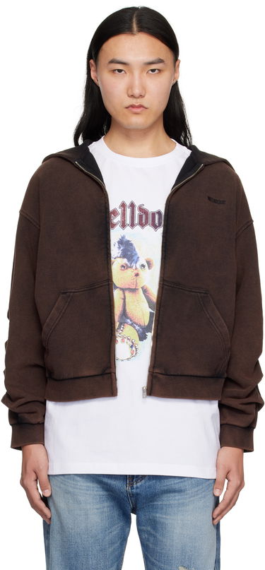 Суитчър We11done We11done Wrinkled Zip-Up Hoodie Кафяво | WD-TJ0-25-830-U-BK, 0