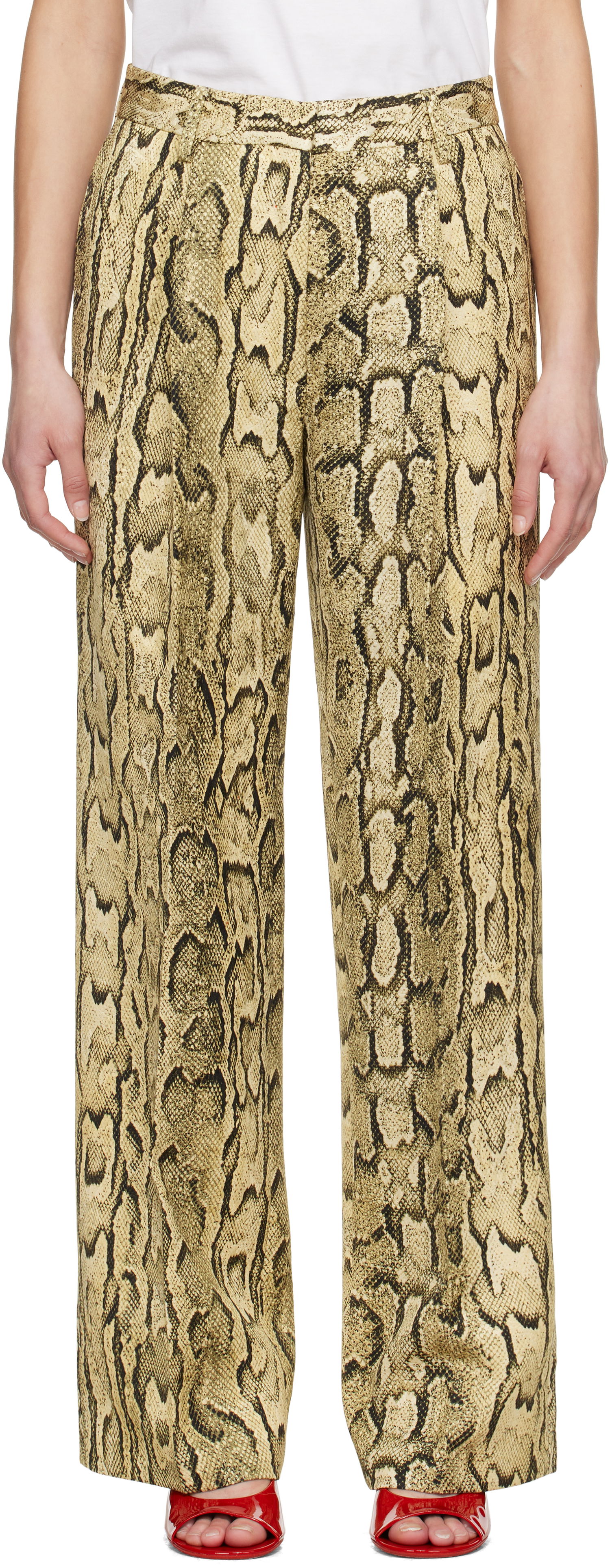 Панталони Dries Van Noten Dries Van Noten Jacquard Wide-Leg Trousers Жълто | 251-010922-1417, 0