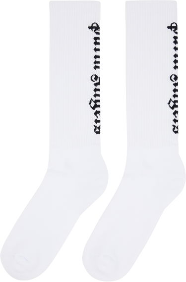Чорапи Palm Angels Palm Angels Gothic Logo Socks Бяло | PMRA009F24FAB0010110, 1