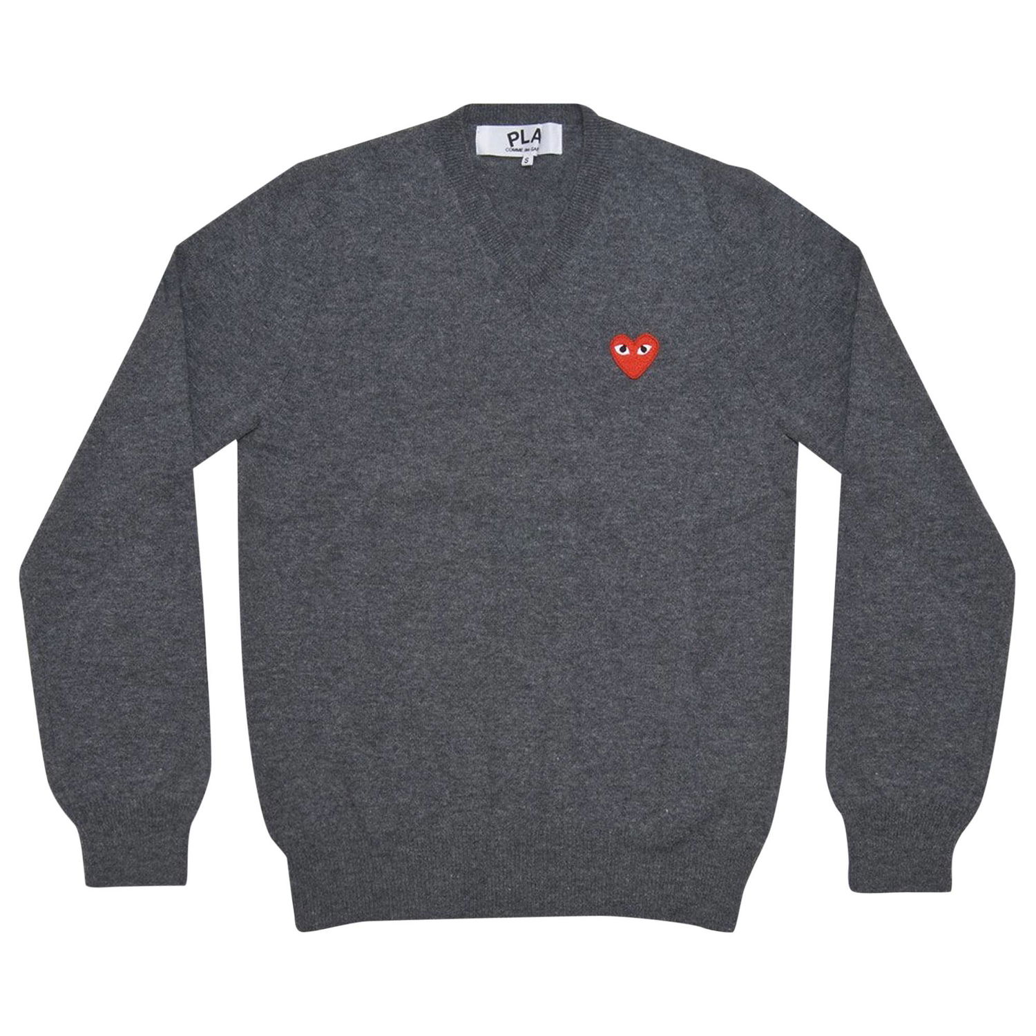 Пуловер Comme des Garçons PLAY Heart Patch V-Neck Sweater Сиво | AZ N002 051 3, 1