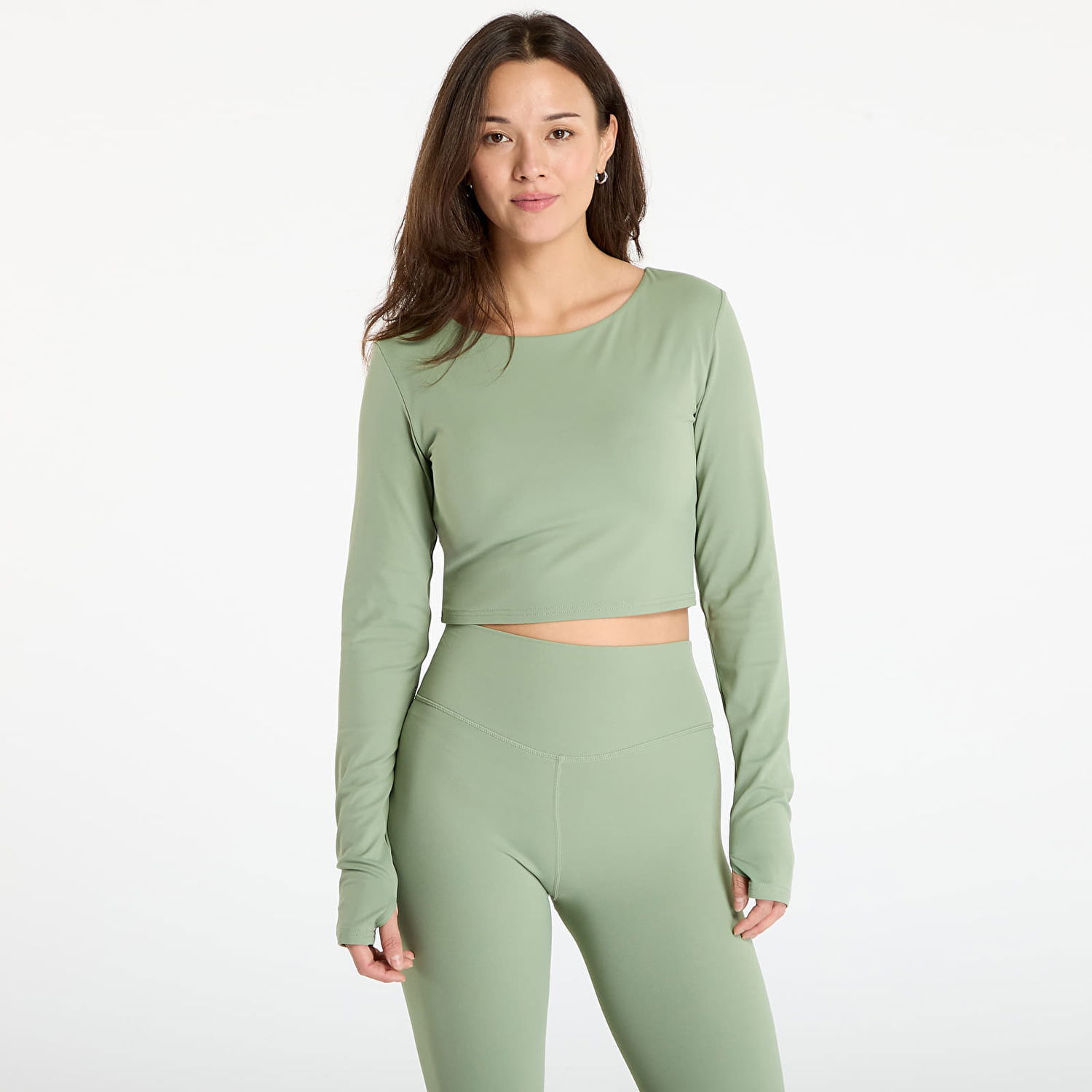 Съкратен топ Urban Classics Sports Longsleeve Crop Top Зелено | TB7807-20524, 0