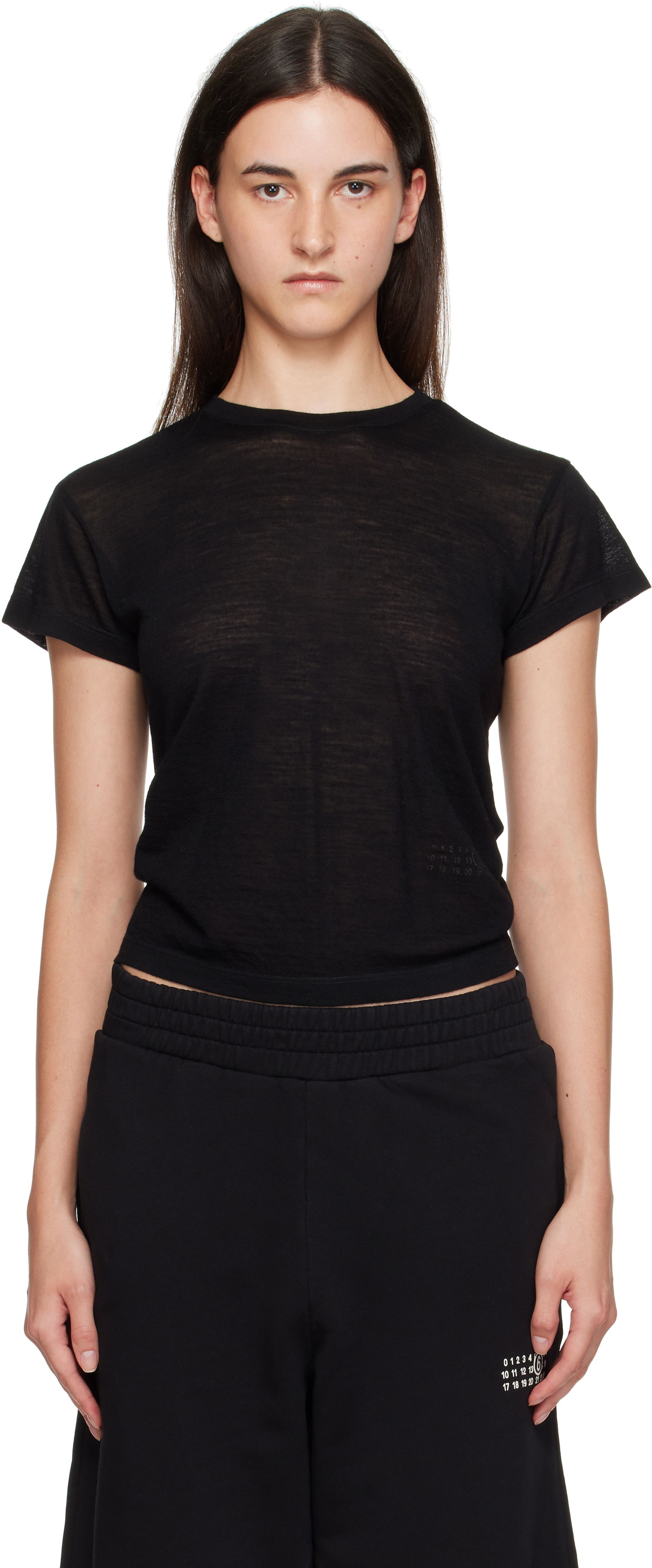 Тениска Maison Margiela MM6 Maison Margiela Sheer Wool T-Shirt Черно | S52GC0354 M20123, 0