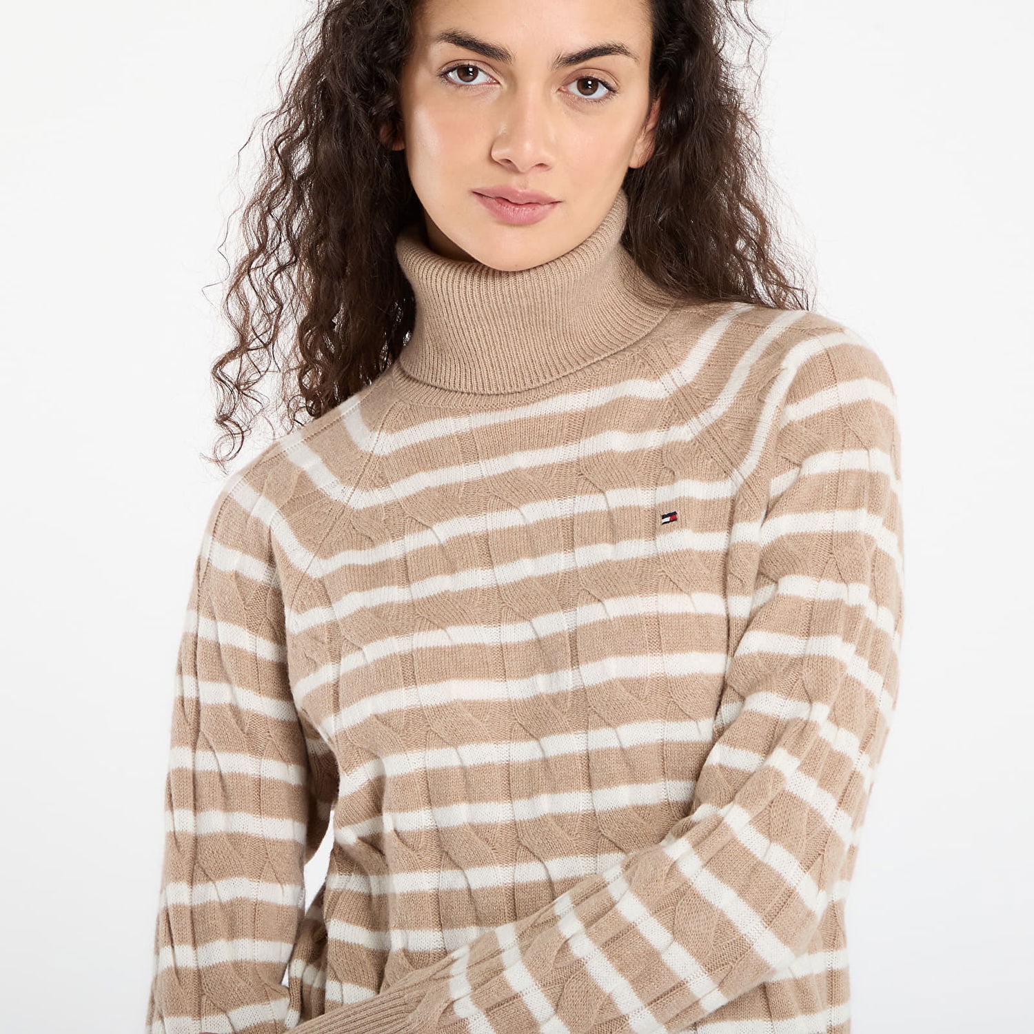 Пуловер Tommy Hilfiger Tommy Hilfiger Soft Wool Cable Roll-Neck Long Sleeve Sweater Бежово | WW0WW46791 0AJ, 1