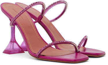 Аксесоари Amina Muaddi Amina Muaddi Gilda Glass Heeled Sandals Розово | GILDA GLASS SLIPPER PVC, 3