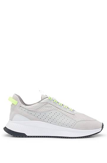 Облекло BOSS TTNM EVO Suede, Leather and Mesh Ribbed Sole Trainers Сиво | 50522908, 1