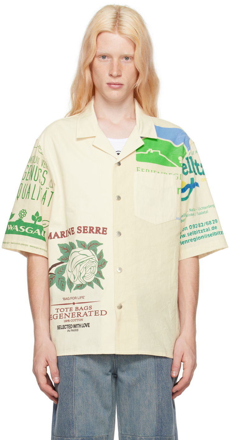 Риза Marine Serre Regenerated Shirt Жълто | USI005-WH50, 0