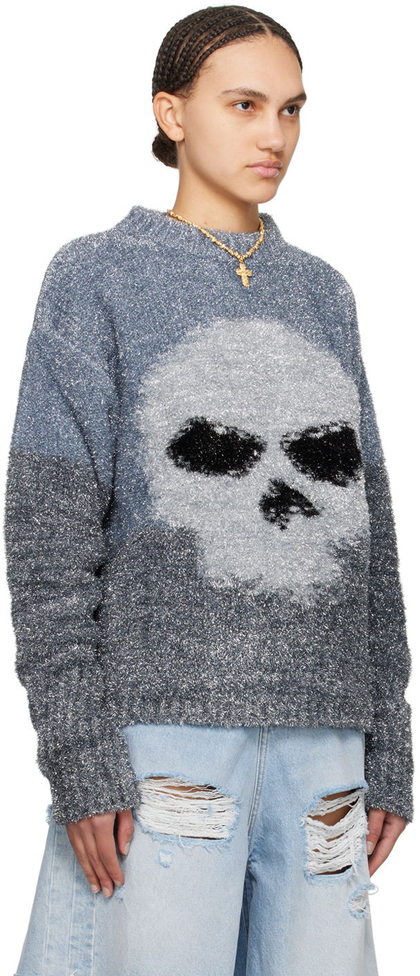 Пуловер ERL Intarsia Knit Skull Sweater Сиво | ERL08N367, 1