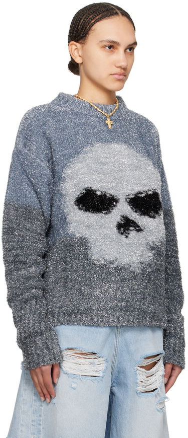 Пуловер ERL Intarsia Knit Skull Sweater Сиво | ERL08N367, 1
