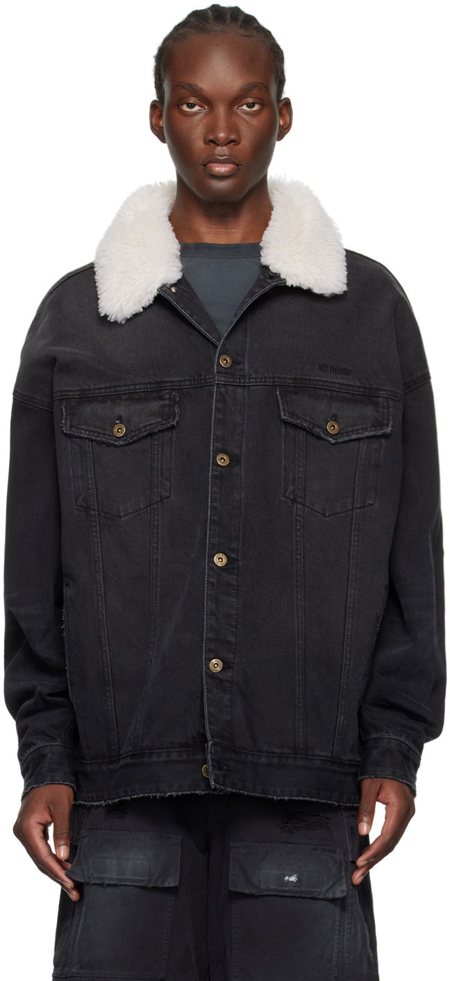 Яке We11done Oversized Denim Jacket with Fur Collar Черно | WD-DJ2-24-363-U-BK, 0