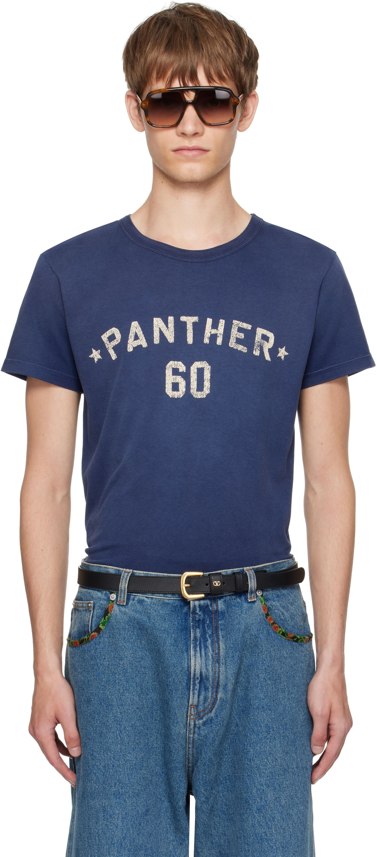 Тениска Valentino Valentino 'Chez Valentino' Panther 60 Graphic T-Shirt Синьо | 7V3MG17EAYD, 0