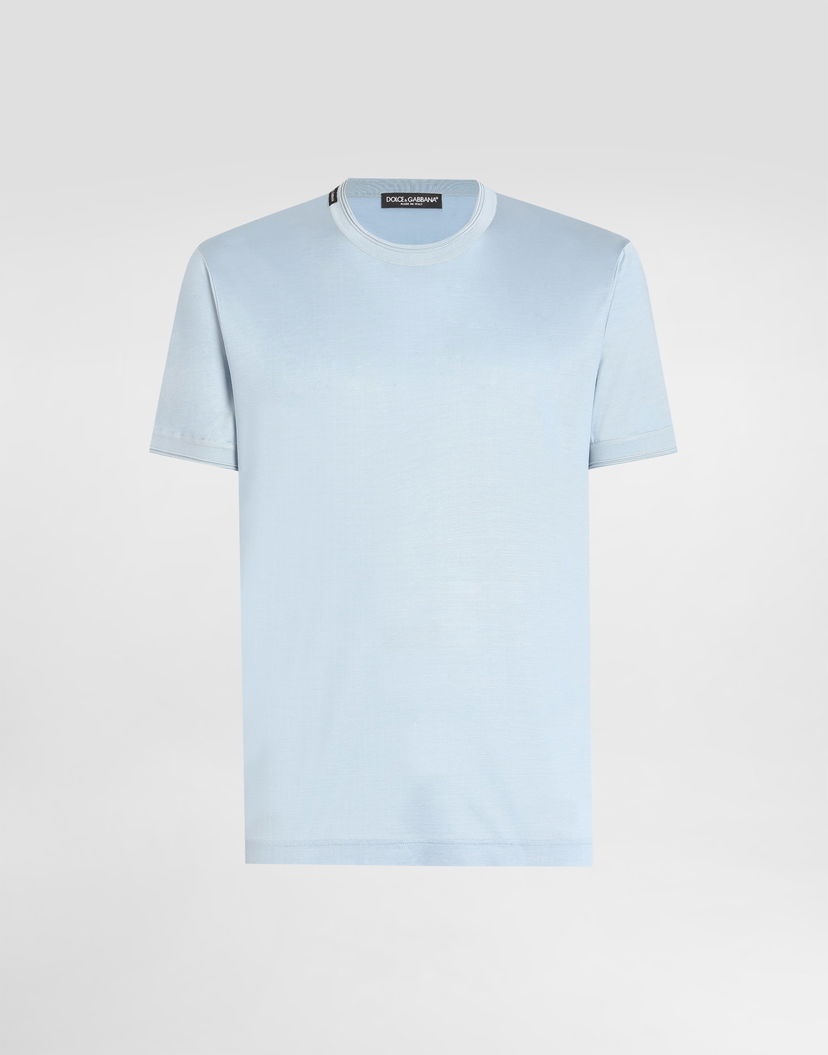 Тениска Dolce & Gabbana Dolce & Gabbana Short-Sleeved Silk T-Shirt Синьо | G8ST1THU7UQB3784