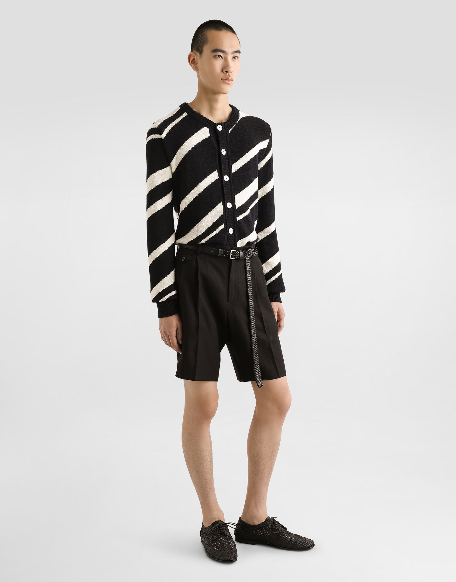Пуловер Dolce & Gabbana Dolce & Gabbana Striped Cotton Knit Cardigan Черно | GXVB1TJFMMSN0004, 1