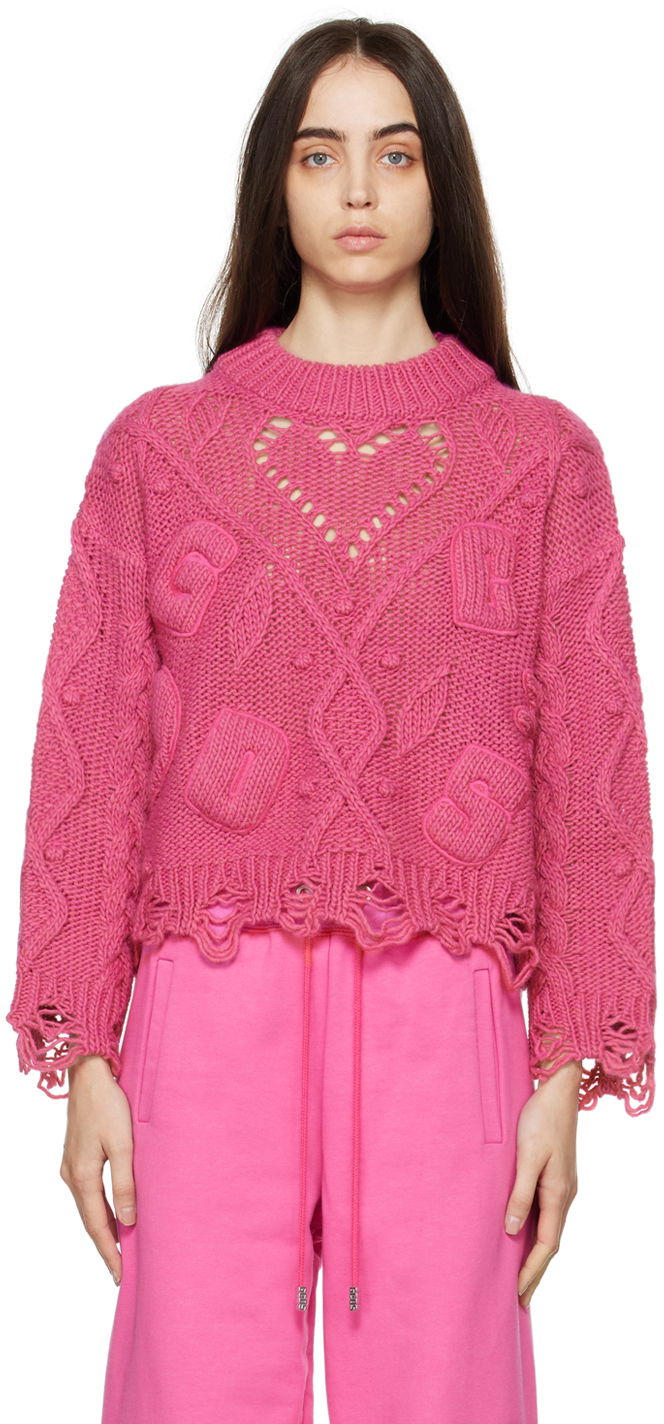 Пуловер GCDS GCDS Embroidered Boxy Sweater Розово | AI22W380925, 0
