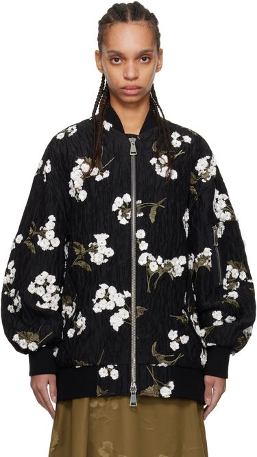 Яке бомбър Erdem Erdem Floral Appliqué Bomber Jacket Черно | PS25_J2_BECL, 0
