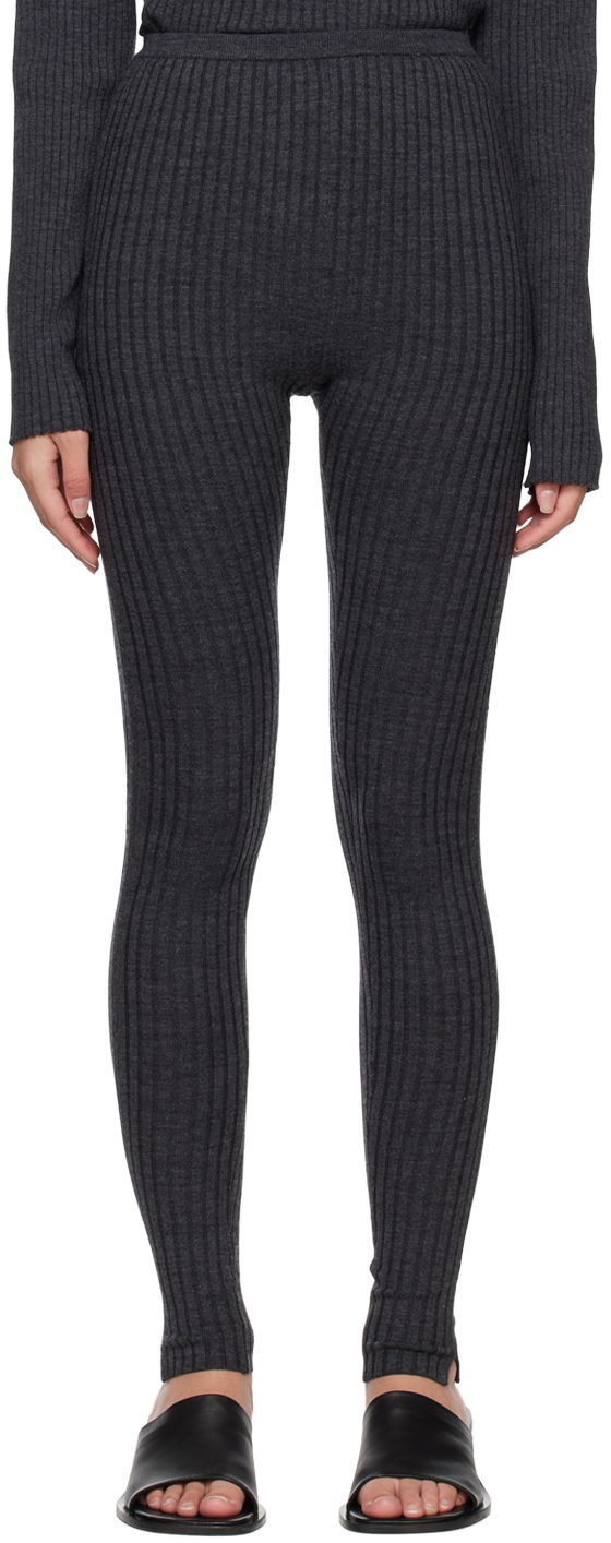 Клинове TOTEME TOTEME High-Rise Ribbed Knit Leggings Сиво | 231-2003-321