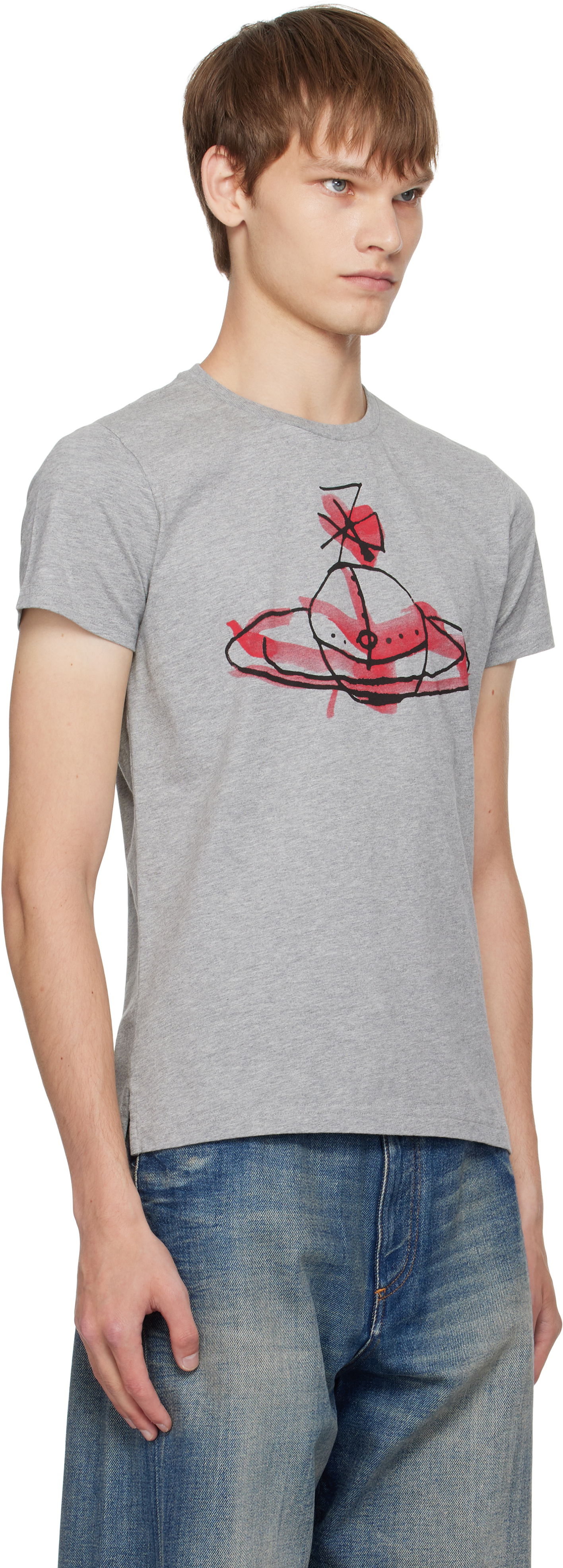 Тениска Vivienne Westwood Vivienne Westwood Drawn Orb T-Shirt Сиво | 3G01003X-J001M-, 1