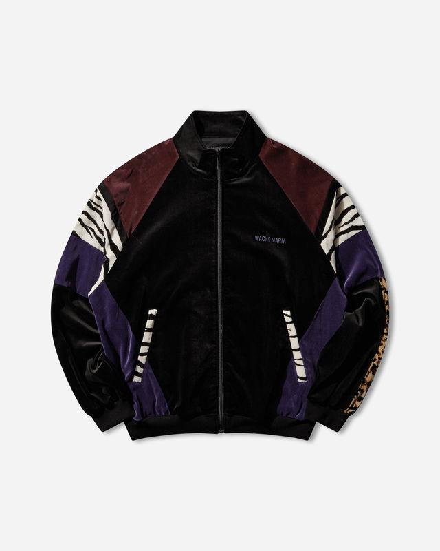 Velveteen Animal Print Patchwork Track Jacket (Type-1)