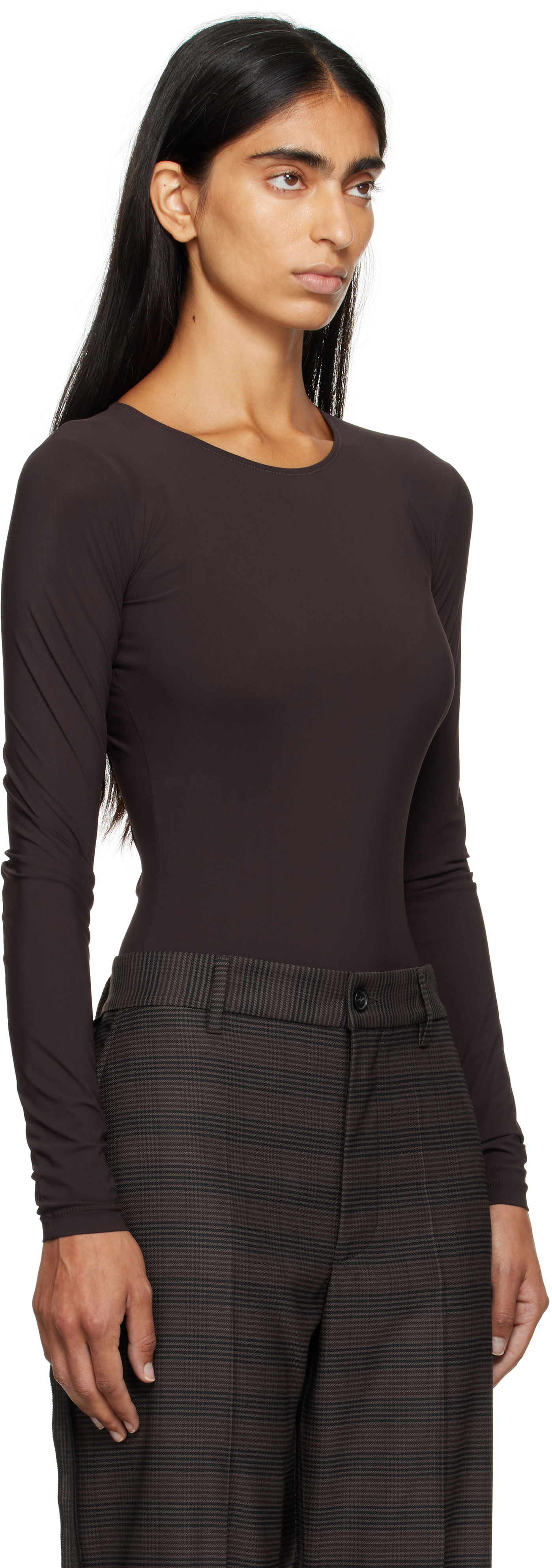 боди Maison Margiela MM6 Maison Margiela Jersey Bodysuit Кафяво | S62NA0085 S20518, 1