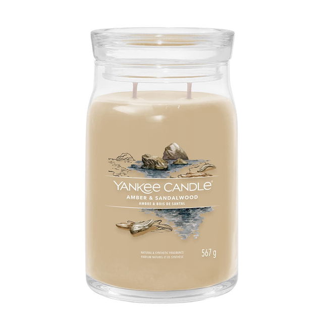 Signature Large Jar 2 Wicks Amber & Sandalwood Universal Natural & Synthetic Fragrance 567g