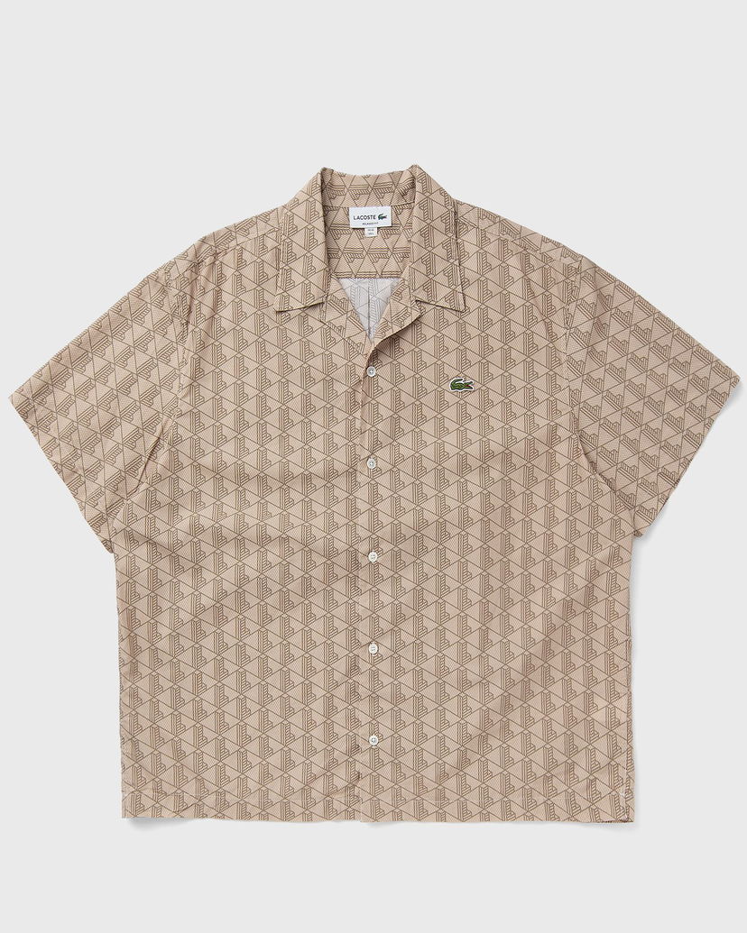 Риза Lacoste SHORT SLEEVED MONOGRAM PRINT SHIRT Бежово | CH8792-IRP