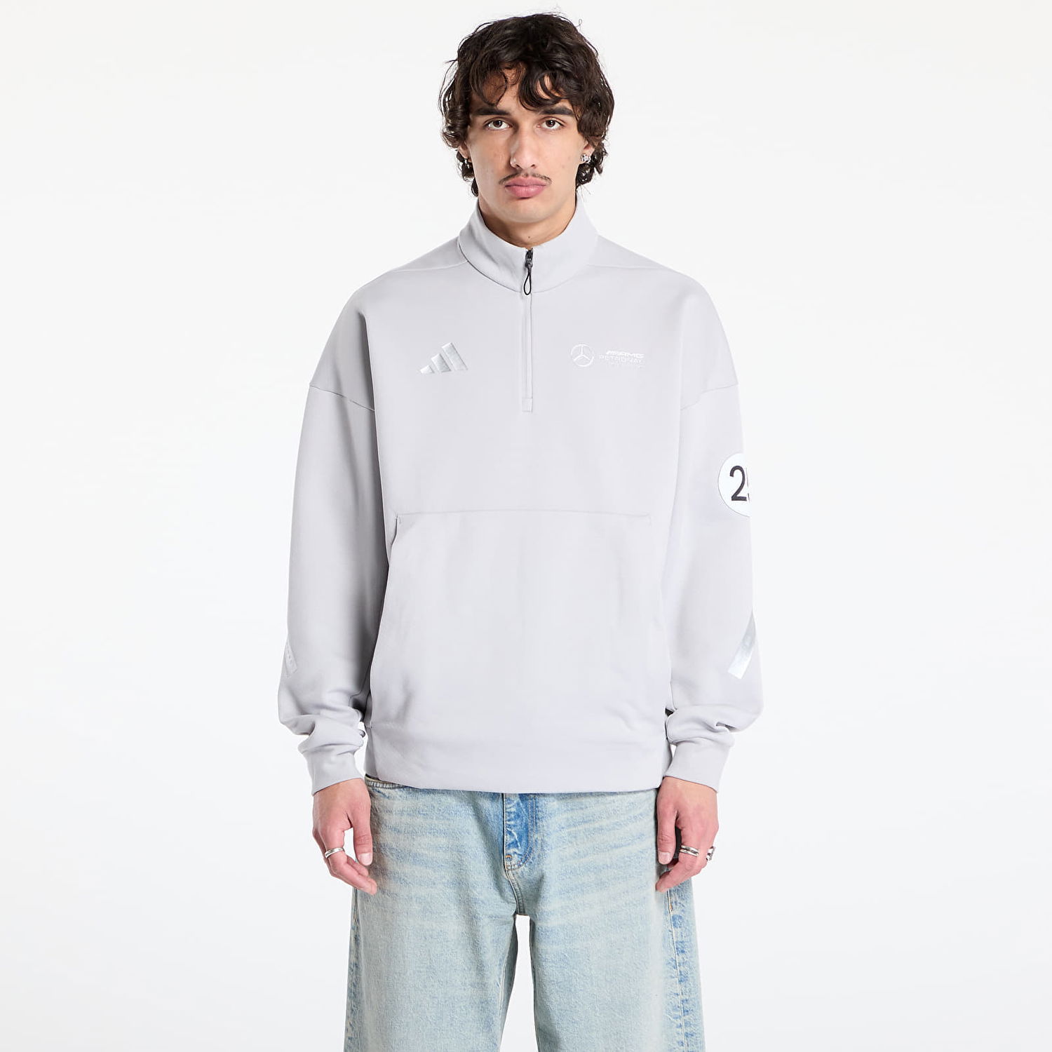 Суитчър adidas Performance adidas x Mercedes Half Zip Sweatshirt Сиво | JW3477, 0