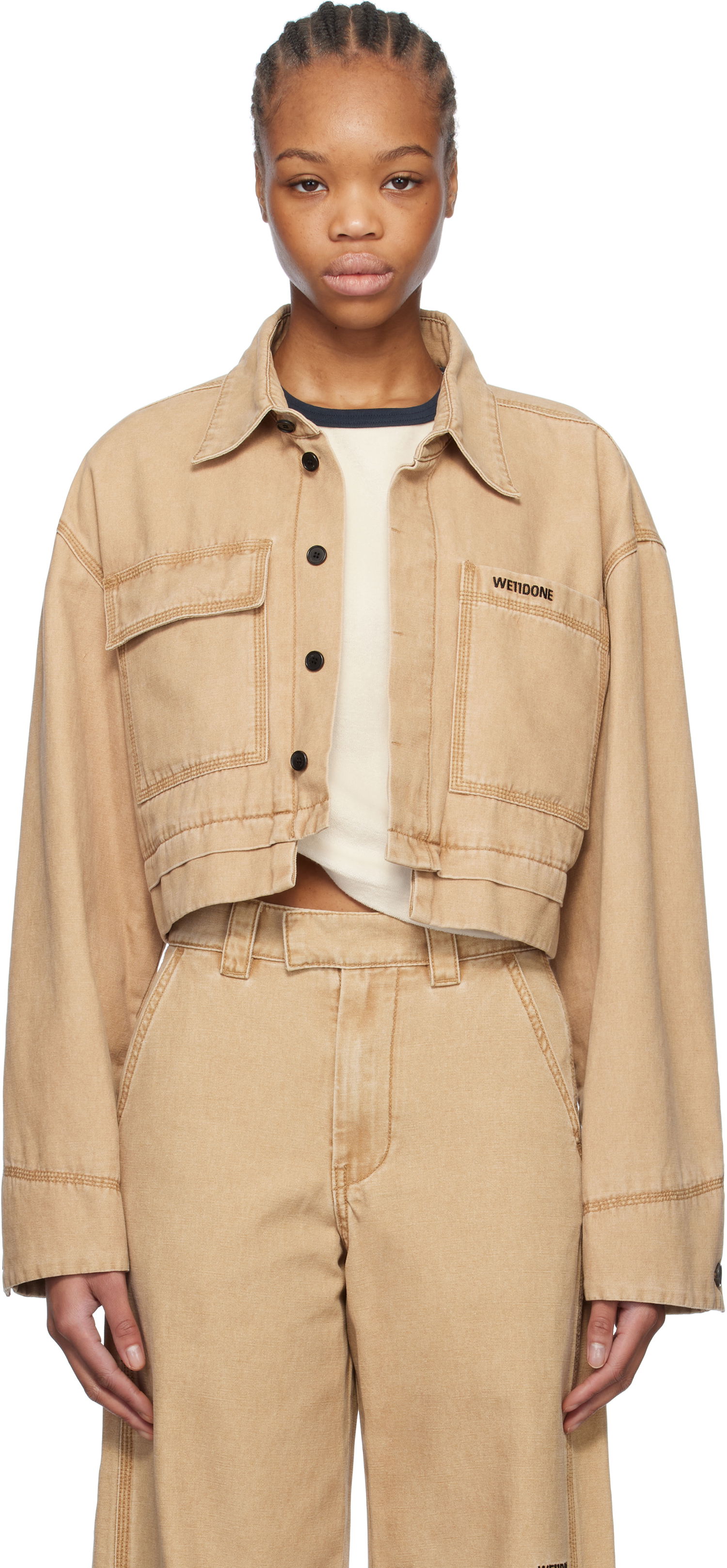 Яке We11done We11done Cropped Work Jacket Бежово | WD-JK0-25-055-W-BG, 0