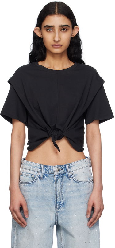 Тениска rag & bone Tie Front T-Shirt Черно | WCC24PT007MC07, 0