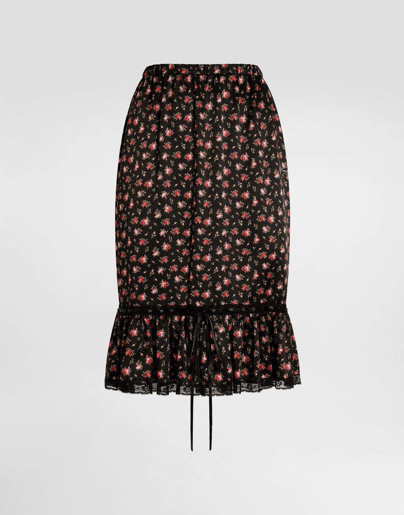 Пола Dolce & Gabbana Small Rose-print Skirt with Elasticated Waist and Flounce Многоцветен | F4DCYTIS10HHN5XJ