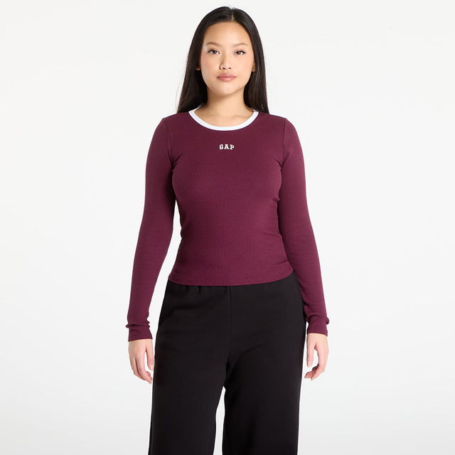Long-Sleeve Ribbed GAP Logo Ringer T-Shirt