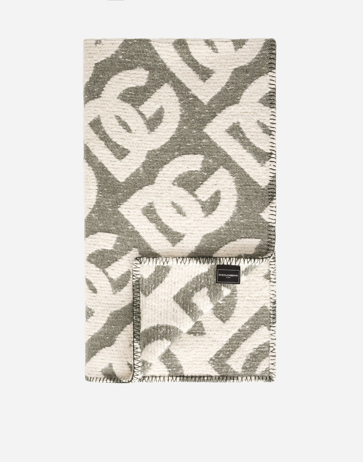 Домашен декор Dolce & Gabbana Dolce & Gabbana Wool, Silk, And Cashmere Monogram Pattern Blanket Onesize Сиво | TCE012TCAN1U0020, 1